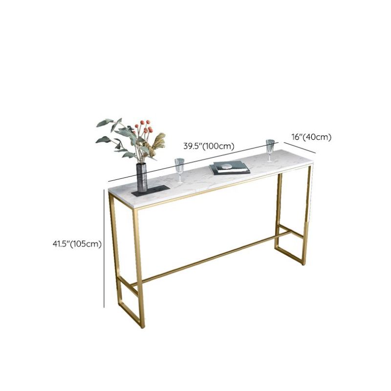 Glam Bar Height Table White Faux Marble Top Bistro Bar Table with Metal Base