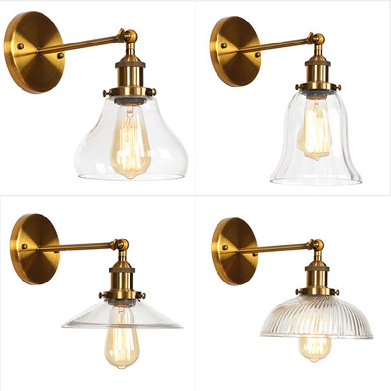 Illuminazione da parete geometrica vetro in stile industriale 1 luce sconce in ottone