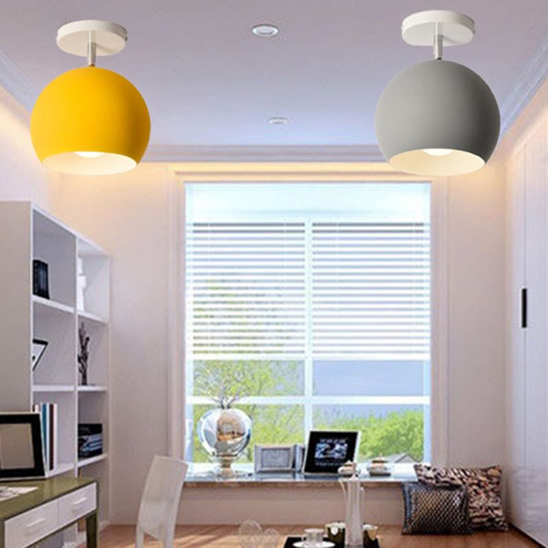 Dome Semi Flush Mount Licht Macaron Metal Ceiling Light Armaturen voor Living Room