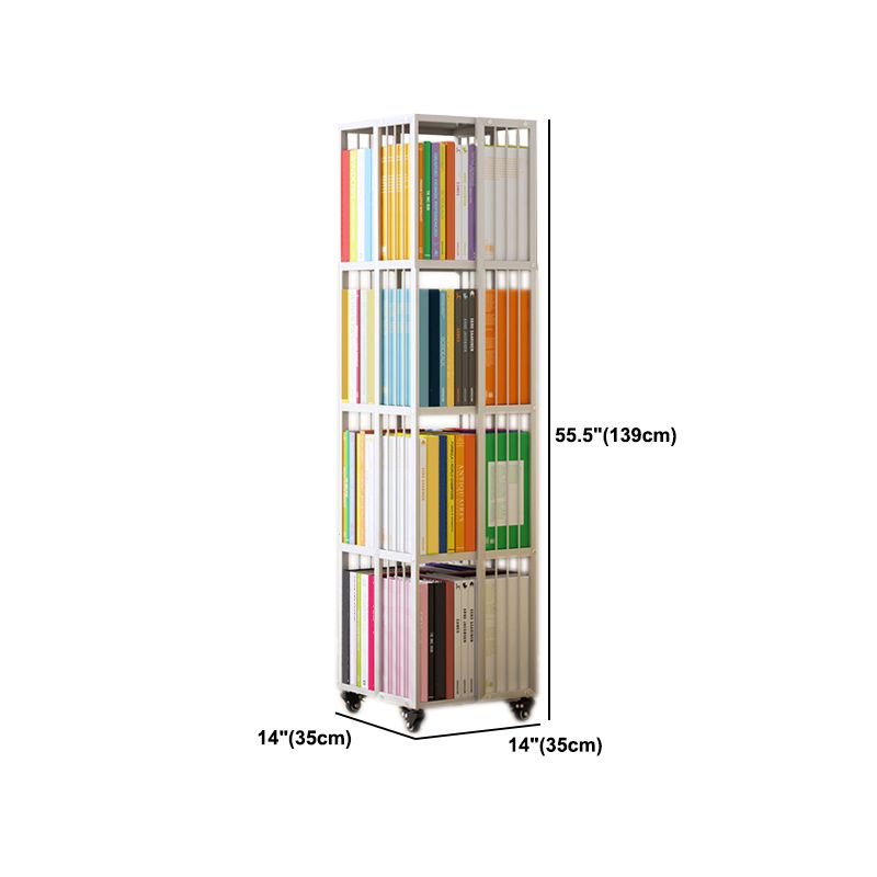 Modern Metal Bookshelf Pure White Standard Vertical Closed Back Bookcase