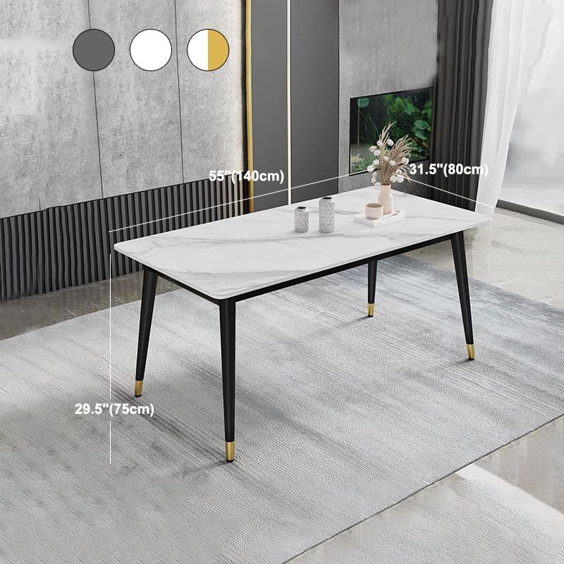 Black Metal 4 Legs Dining Room Table Traditional Luxury Rectangle Dining Table