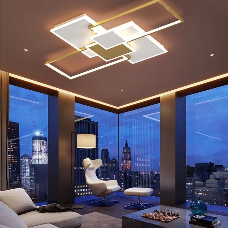 Rectangular Semi Flush Mount Ceiling Fixture Modern Acrylic Semi Flush