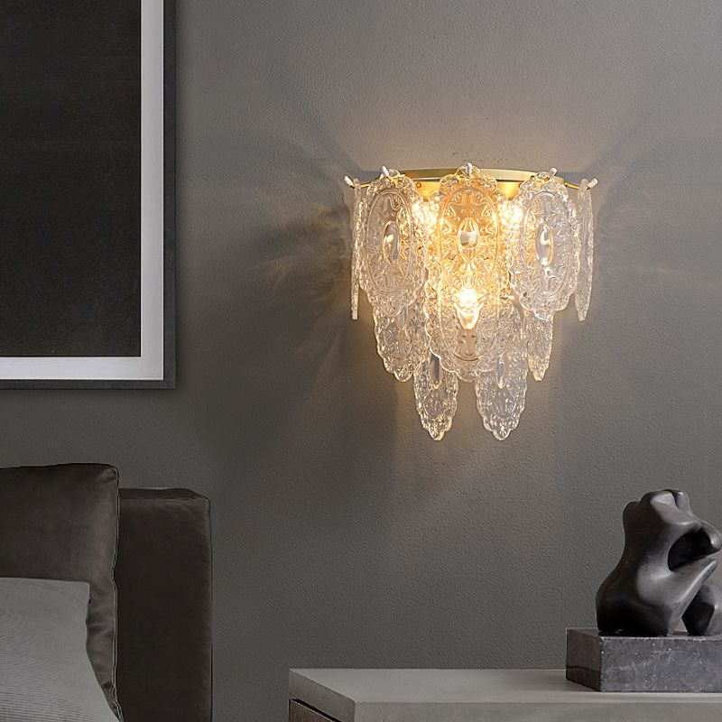 Contemporary Clear Shade Wall Sconce Lighting Unique Shade Wall Lamp for Bedroom