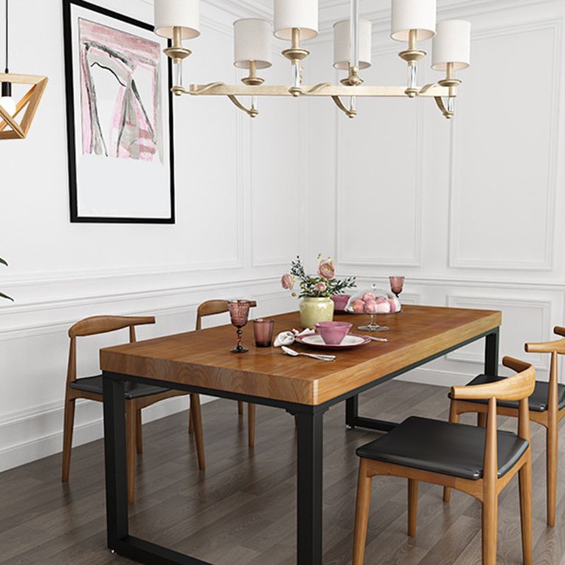 Industrial 1/2/5 Pieces Furniture Solid Wood Rectangle Dining Room Set in Brown