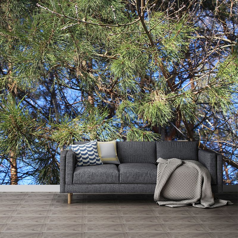 Pine Forest Wall Murals Moisture Resistant Wall Decor for Sleeping Room