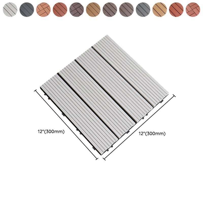 Contemporary Square Wood Tile Wire Brushed Brown Engineered Wood for Patio Garden