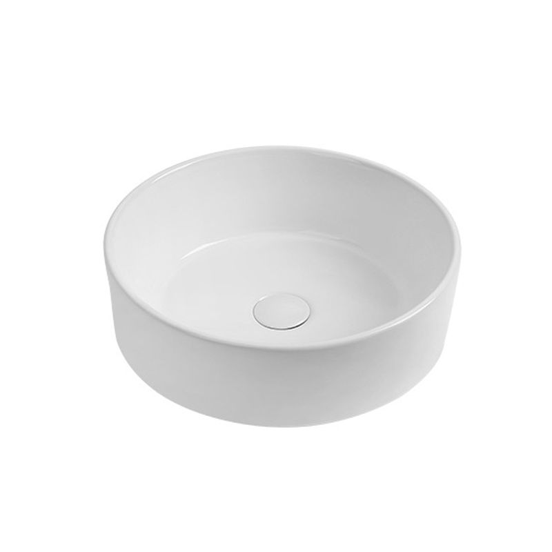 Modern Vessel Sink Round Porcelain with Faucet Vessel Lavatory Sink