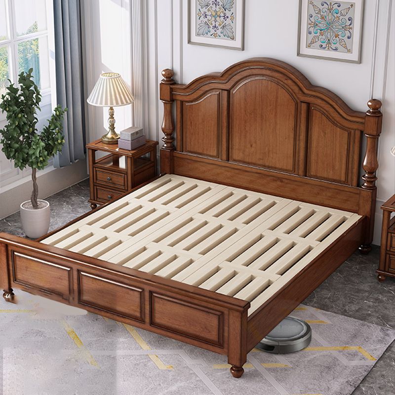 Mid-Century Modern Standard Bed Solid Wood Panel Bed with Headboard