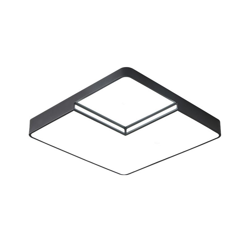 White/Black Square Flush Mount Lighting Modern LED Acrylic Ceiling Light Fixture in White/Warm Light, 16.5"/20.5" W