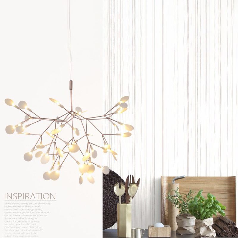 Rose Gold Branches Hanging Lamp Designer Style Metal Chandelier for Living Room