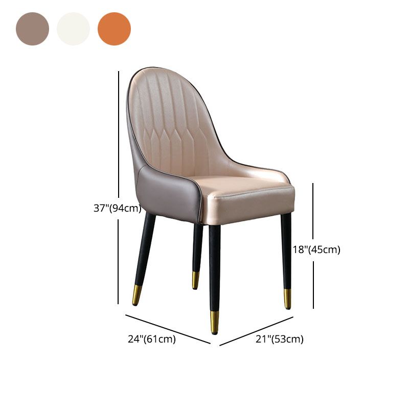 Sillas laterales de comedor con respaldo sólido y brazo de diseño escandinavo Sillas laterales de comedor de cuero