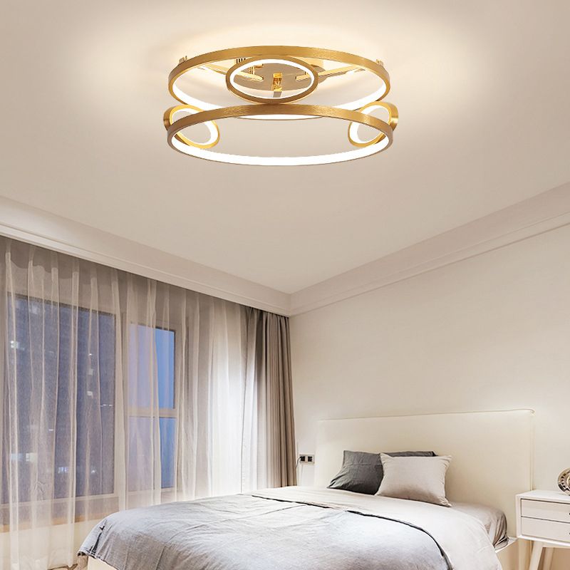 Tiered Semi Flush Light Simple Acrylic LED Gold Ceiling Mounted Fixture for Living Room, 18"/23.5" Wide