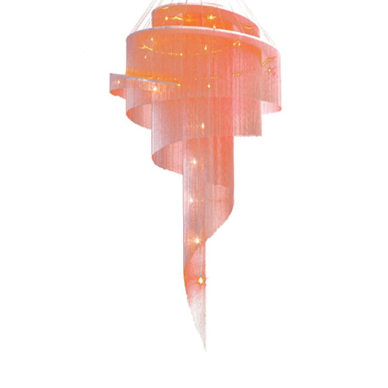 Aluminum Spiral Fountain Chandelier Minimalist LED Hanging Light Fixture for Living Room