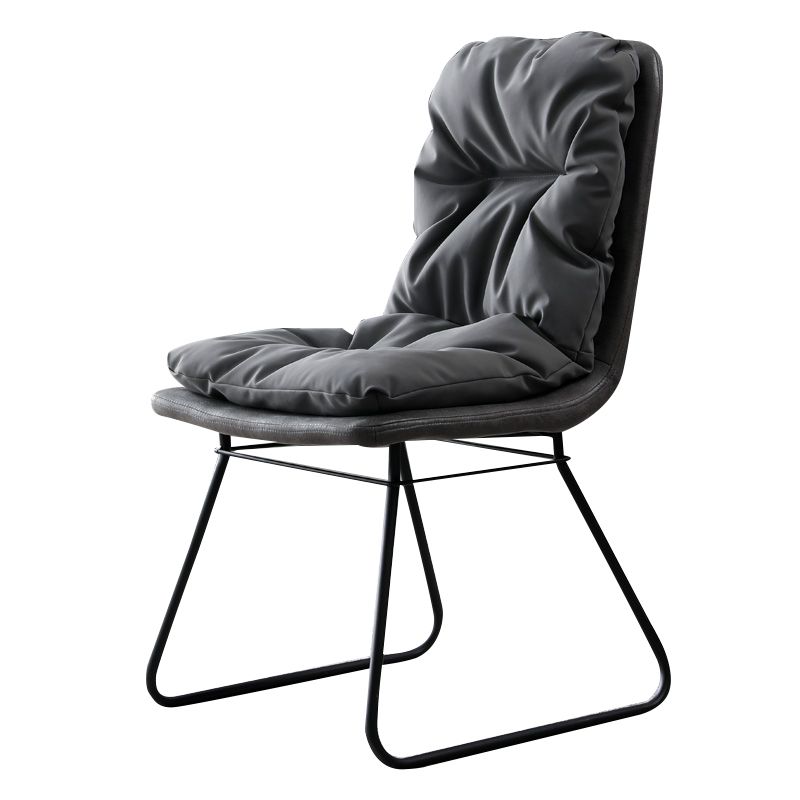 Contemporary Metal Dining Room Chair Armless Upholstered Side Chairs for Home Use