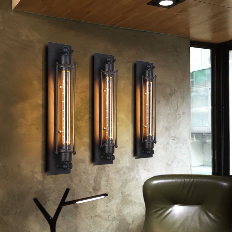Illuminazione da parete rettangolo metallica in stile industriale 1 lampada da parete leggera