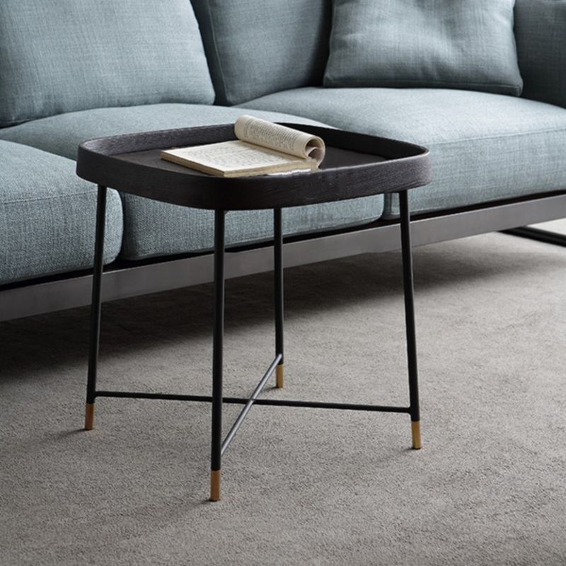 Modern Solid Wood End Table Cross Legs Corner Table for Living Room
