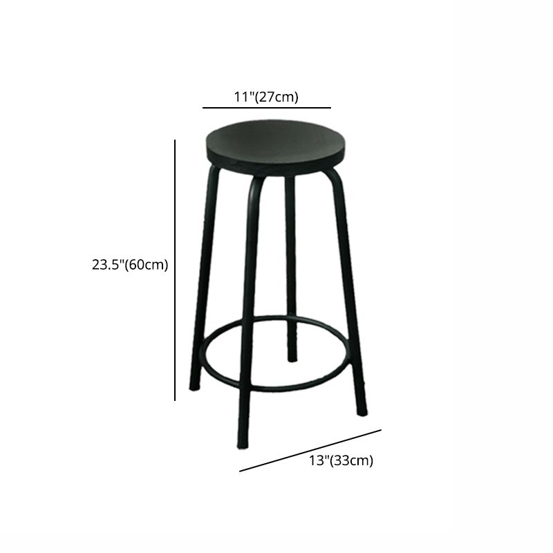 Modern Style Iron Bar Stool with Footrest Coffee Shop Casual Round Bar Stool
