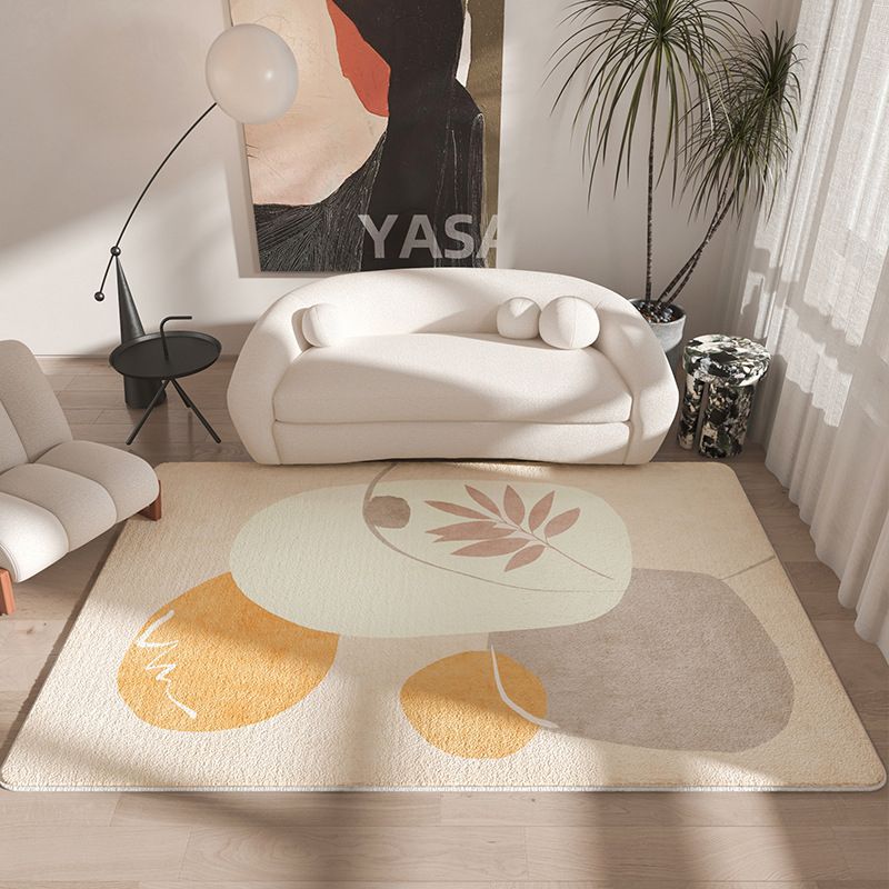 Dark Green Rug Polyester Color Block Rug Non-Slip Backing Rug for Living Room