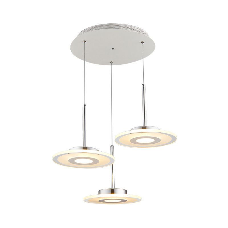 Modern Circular Acrylic Pendant LED Hanging Ceiling Light in Warm/White/Natural Light with Round/Linear Canopy