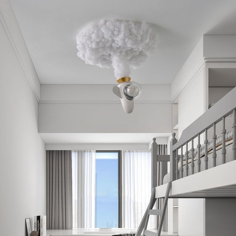 White Metal Cartoon Flush Mount LED Flush Light Fixture for Children's Room