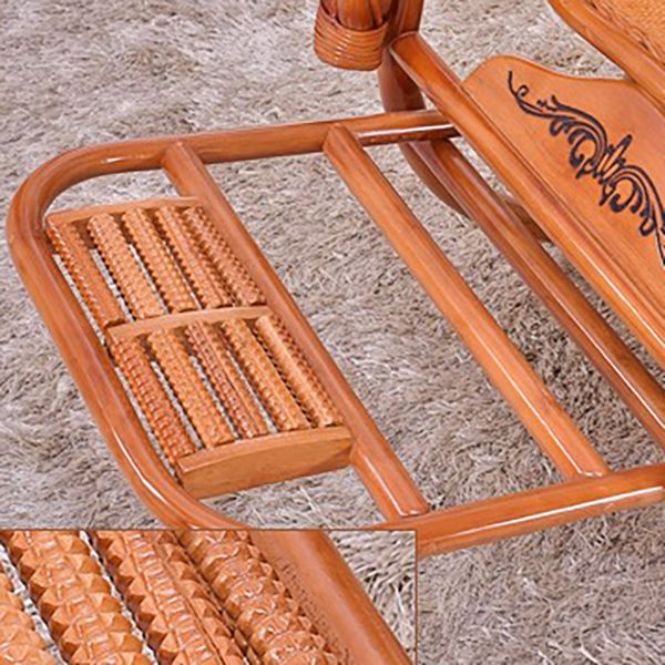 Traditional Rocking Chair Rattan Solid Color Built-in Armrest Indoor Rocking Chair