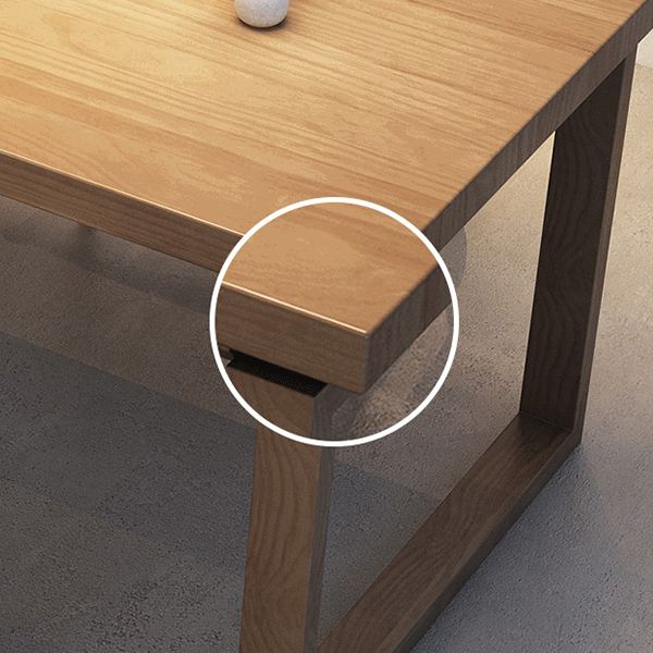Modern Rectangle Double Pedestal Table Solid Wood Dining Table for Home