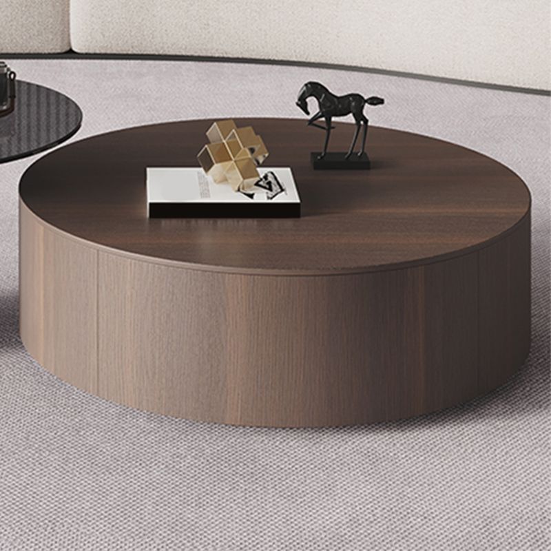 11"H Contemporary Coffee Table Round Coffee Cocktail Table with Drawer