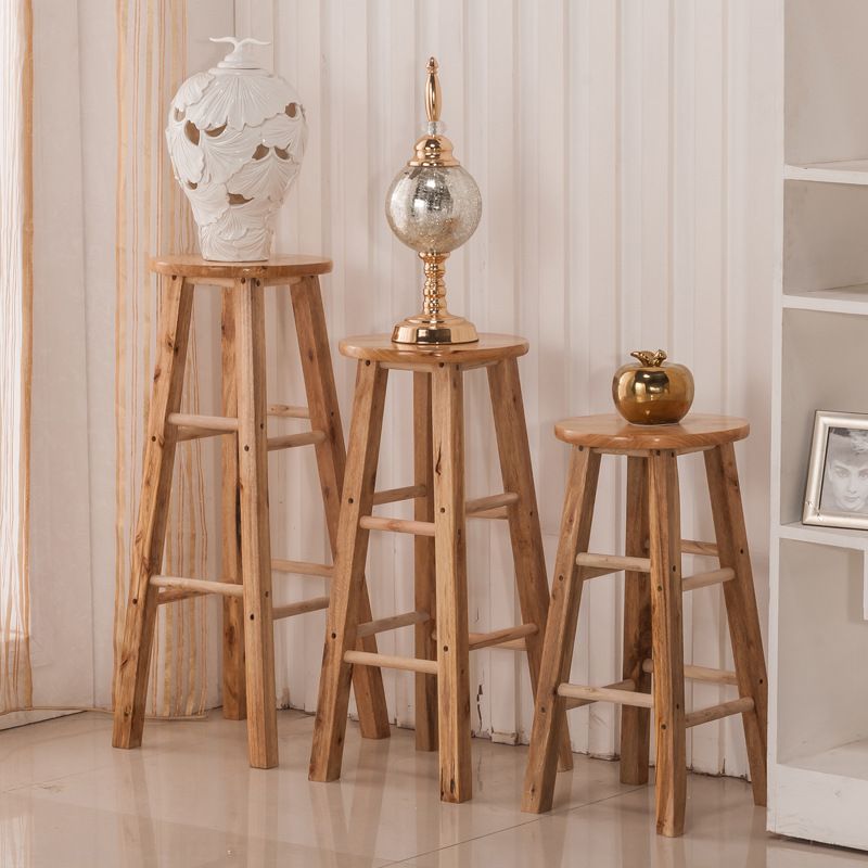 Backless Bar Stool Industrial Style Wooden Counter Height Stools