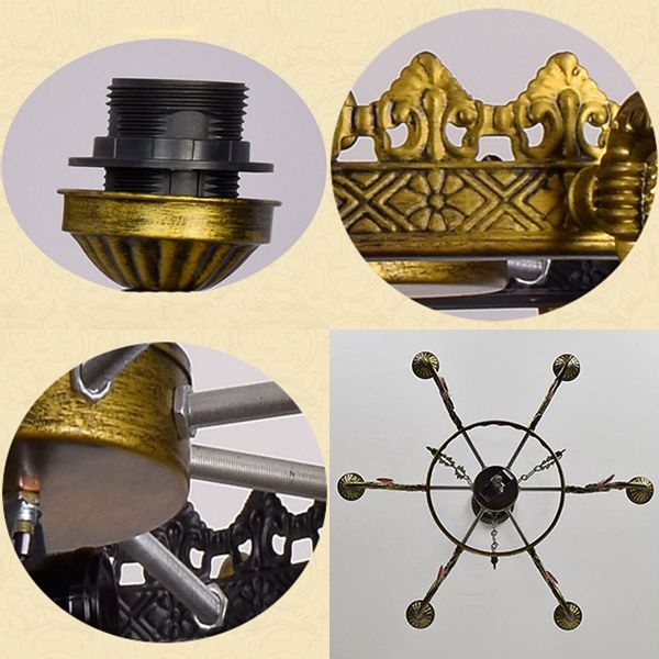 Ciotola country sospeso a pendente colorato in vetro 7 teste lampadario tulipano in ottone per soggiorno