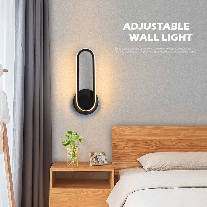 Lámpara de pared rotativa LED oblonga en moderna luz de pared de aluminio de estilo conciso con sombra acrílica