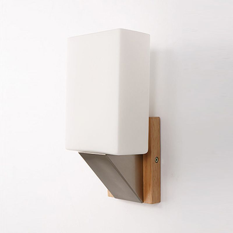 Modern Style Rectangle Sconce Light Fixtures Wood 1 Light Wall Mounted Lighting