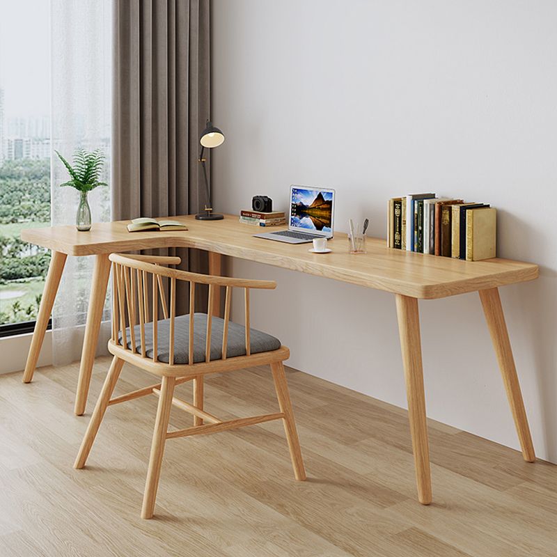 Solid Wood Writing Desk 29.53" Tall Natural Office Desk with Parsons Base