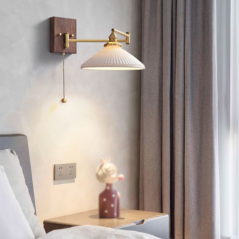 Modern Simple Wall Light Geometry Shape Wall Lamp with Ceramics Shade for Bedroom
