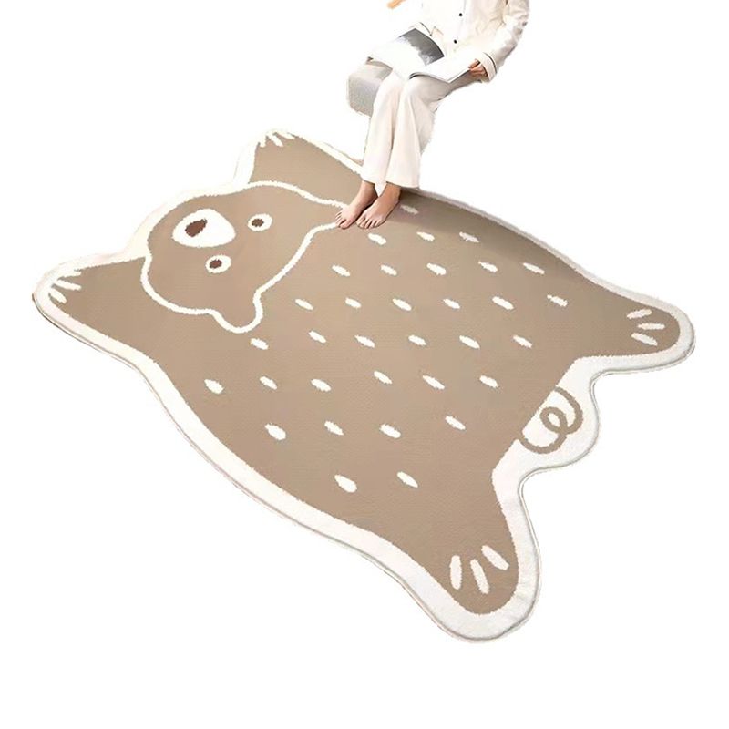 Orange Kids Rug Polyester Animal Rug Stain Resistant Rug for Living Room