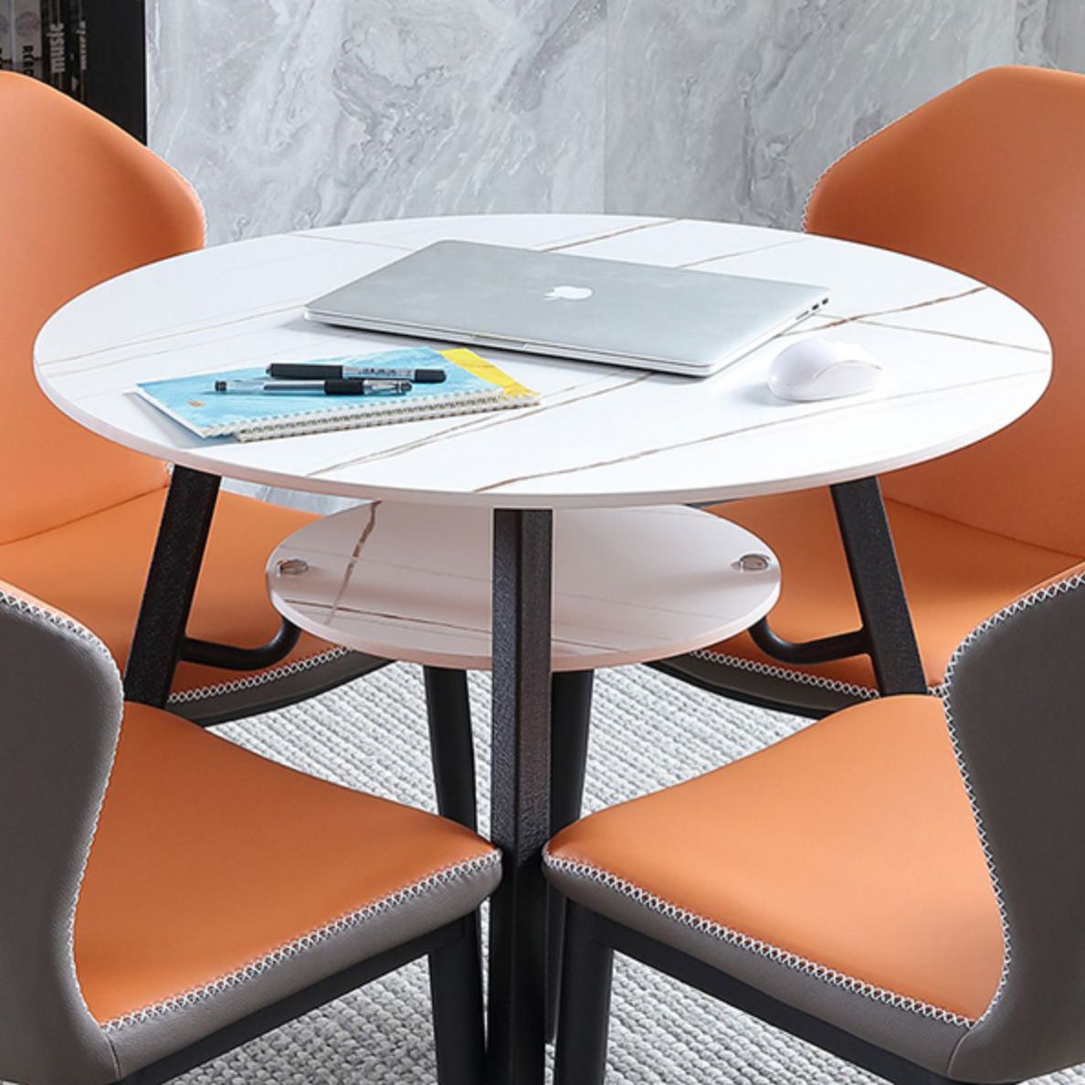 Moderner Stil runder Esszimmer Tisch gesinterte Steintisch mit Metallbasis