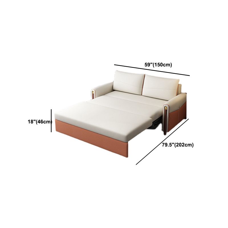 Contemporary 33.46" H Faux Leather Square Arm Sofa Bed for Apartment