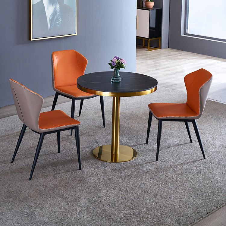 Traditional Luxury Round Dining Table Sintered Stone Dining Table with Pedestal Base