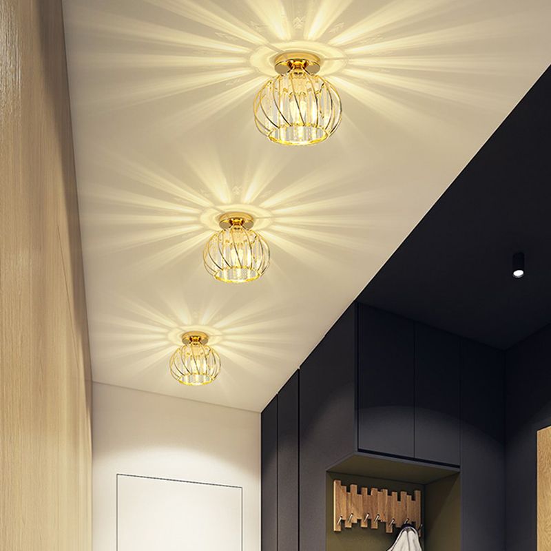 Luminaire de plafond de lanterne de Style moderne, luminaire de plafond d'allée en cristal