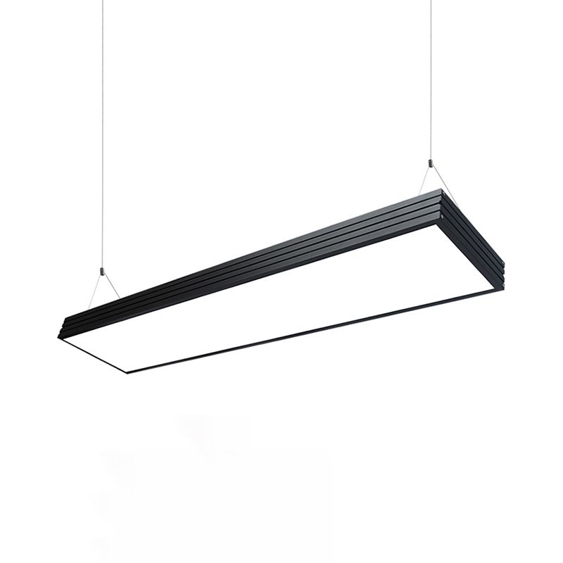 Lámpara colgante de oficina LED con caja de metal sencilla simplicidad plateada/plateada lámpara de techo negro para comedor, 8 "/12" de ancho