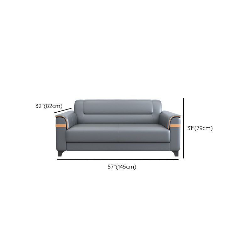 32" Wide Contemporary Sofa Leather Gray Seating for Living Room