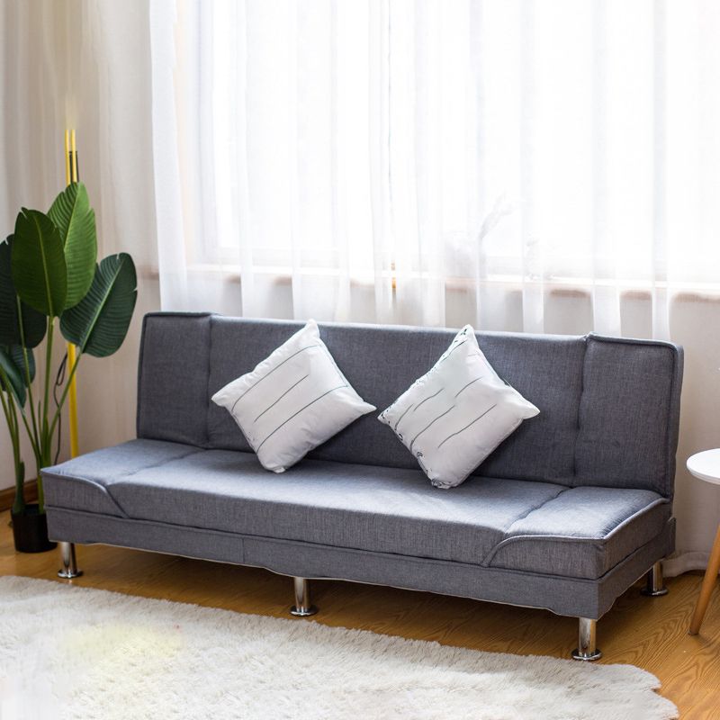 Contemporary Tight Back Armless Living Room Linen Convertible Sofa