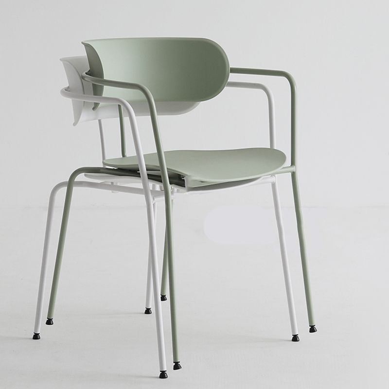 Contemporary Style Arm Chair Plastic Open Back Side Chair with Metal Base