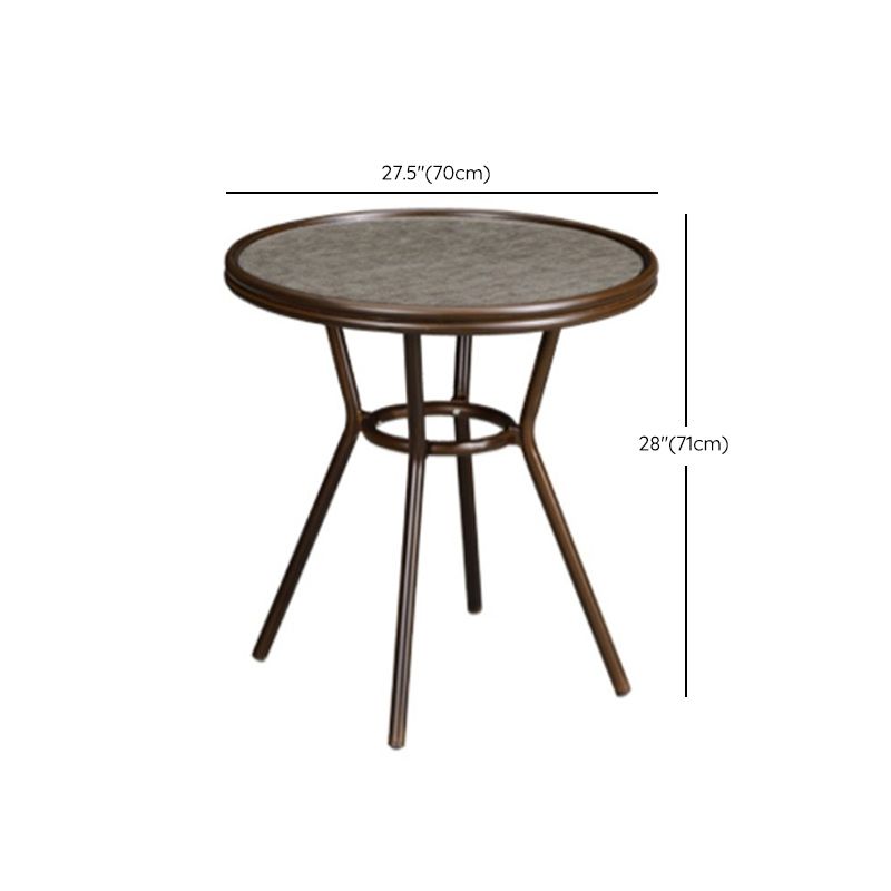 Metal and Glass Patio Table Industrial Style Home Balcony Outdoor Bistro Table