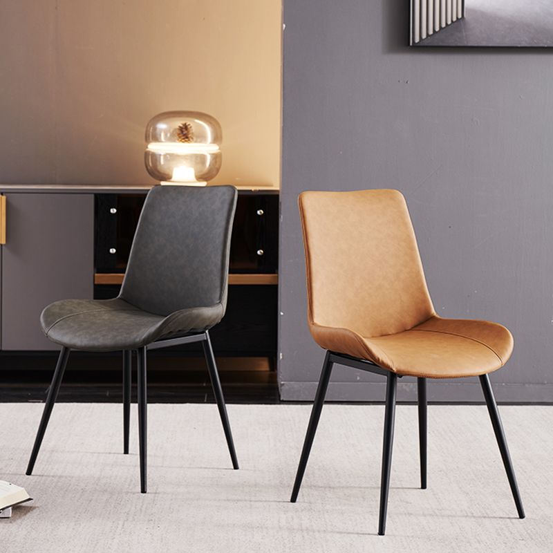 Restaurante contemporáneo Silla lateral con respaldo sólido Silla de comedor de cuero