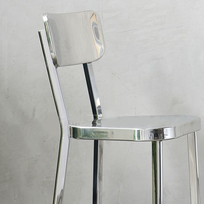 Industrial Style Counter Stool Silver Metal Barstool for Living Room