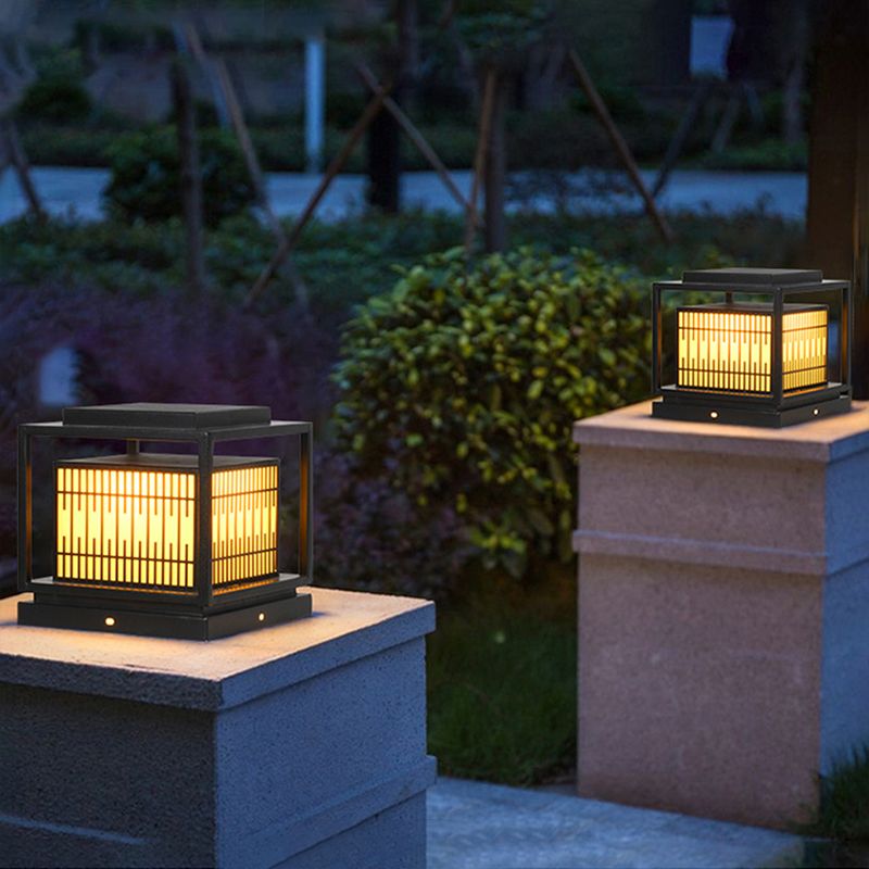 Square Shape Pillar Lamp Contemporary Outdoor Waterproof Light for Courtyard