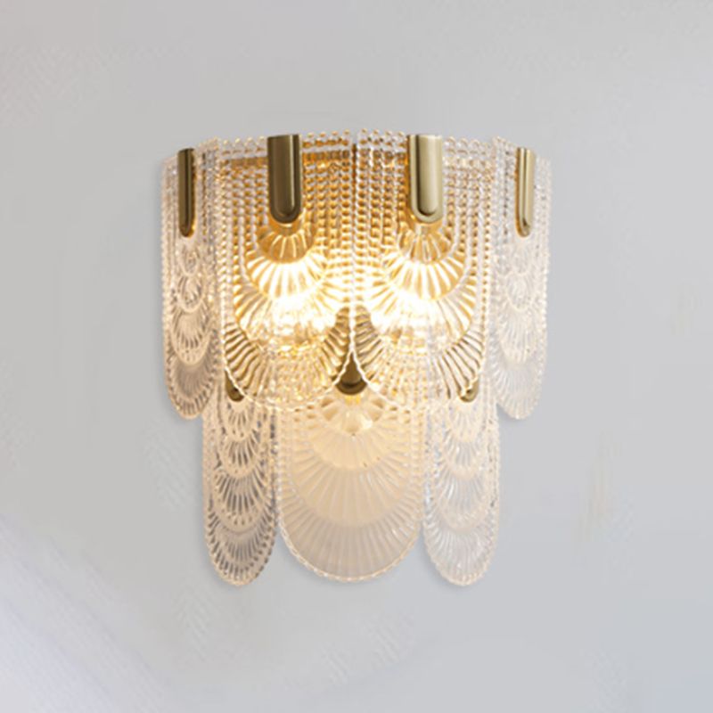 Glass Unique Shape Sconce Light Modern-Style 2 Lights Wall Light Fixtures in Gold