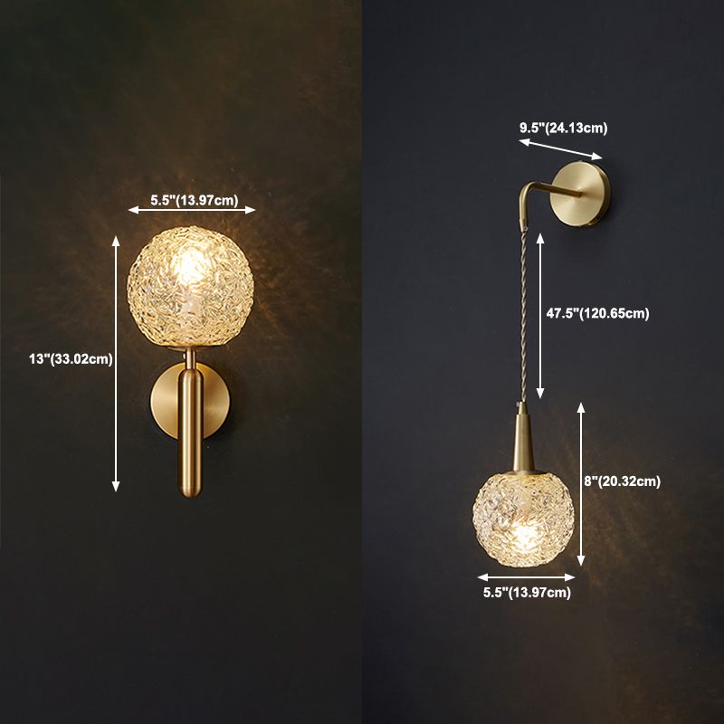 Nordic Style Crystal Wall Light Gold Globe Wall Sconce for Living Room