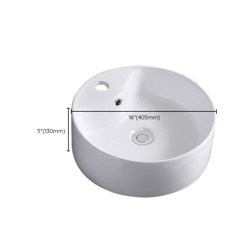 Contemporary Bathroom Sink with Single Faucet Hole Porcelain Round Vessel