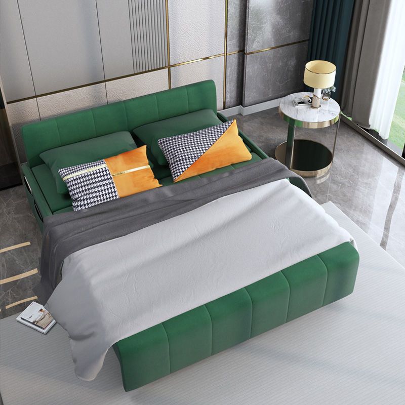 Faux Leather Sofa Bed with Storage Modern Dark Green Sofa with Pillows